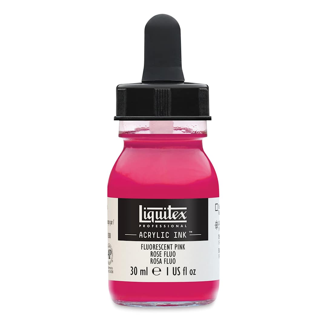 Open in modal - Liquitex Professional Acrylic Ink - Fluorescent Pink, 30 ml