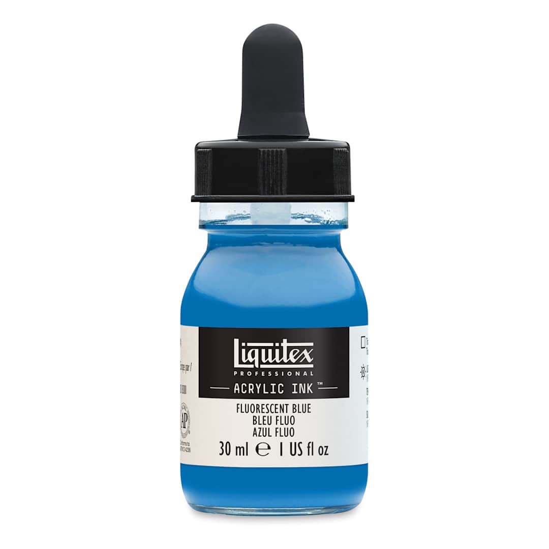 Open in modal - Liquitex Professional Acrylic Ink - Fluorescent Blue, 30 ml
