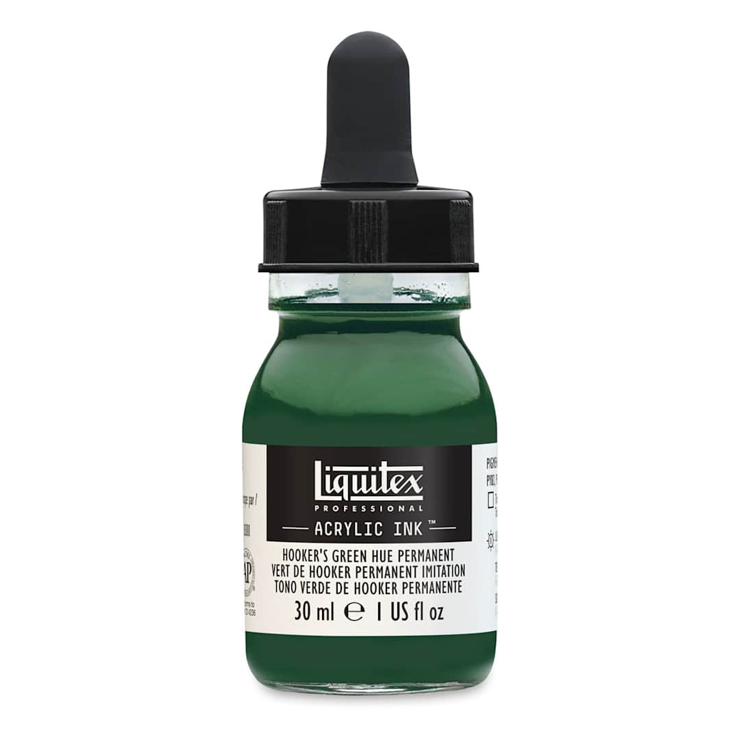 Open in modal - Liquitex Professional Acrylic Ink - 30 ml, Hooker's Green Hue Permanent