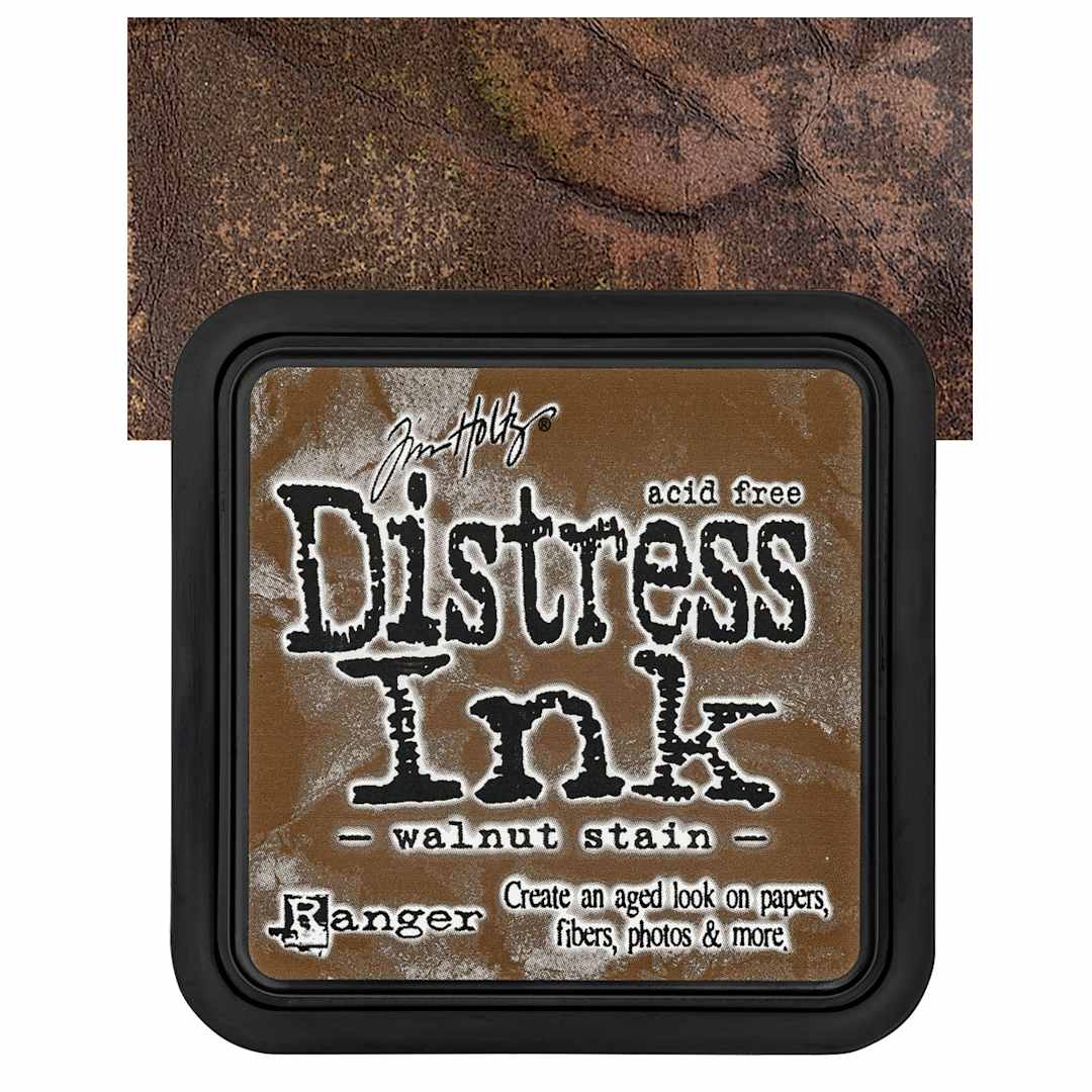 Open in modal - Ranger Distress Ink Pad - Walnut Stain pad pad and swatch