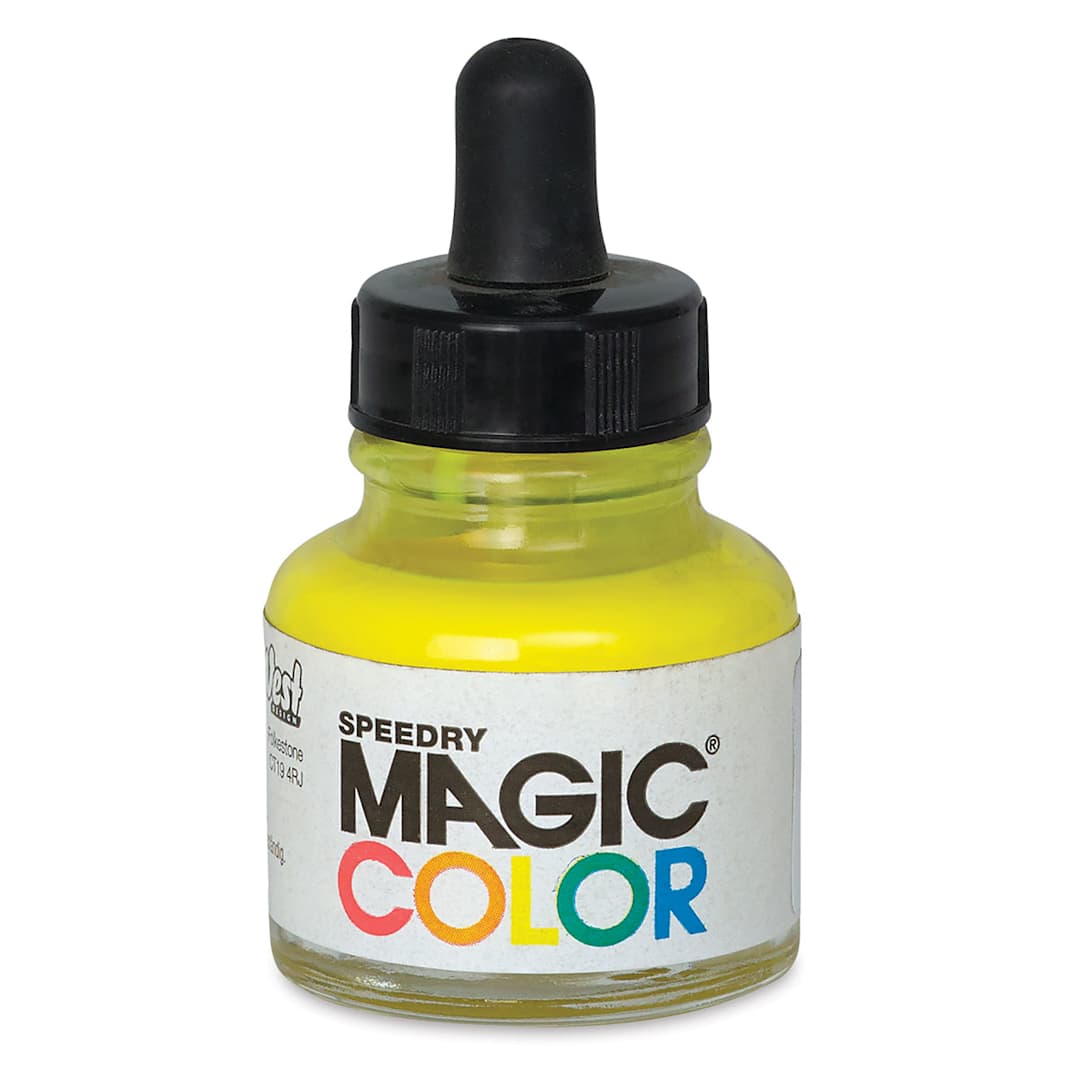 Open in modal - Magic Color Liquid Acrylic Ink - Front of bottle of Astral Yellow Ink
