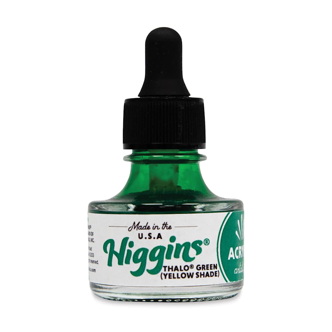 Open in modal - Higgins Acrylic Ink - Thalo Green (Yellow Shade), 1 oz
