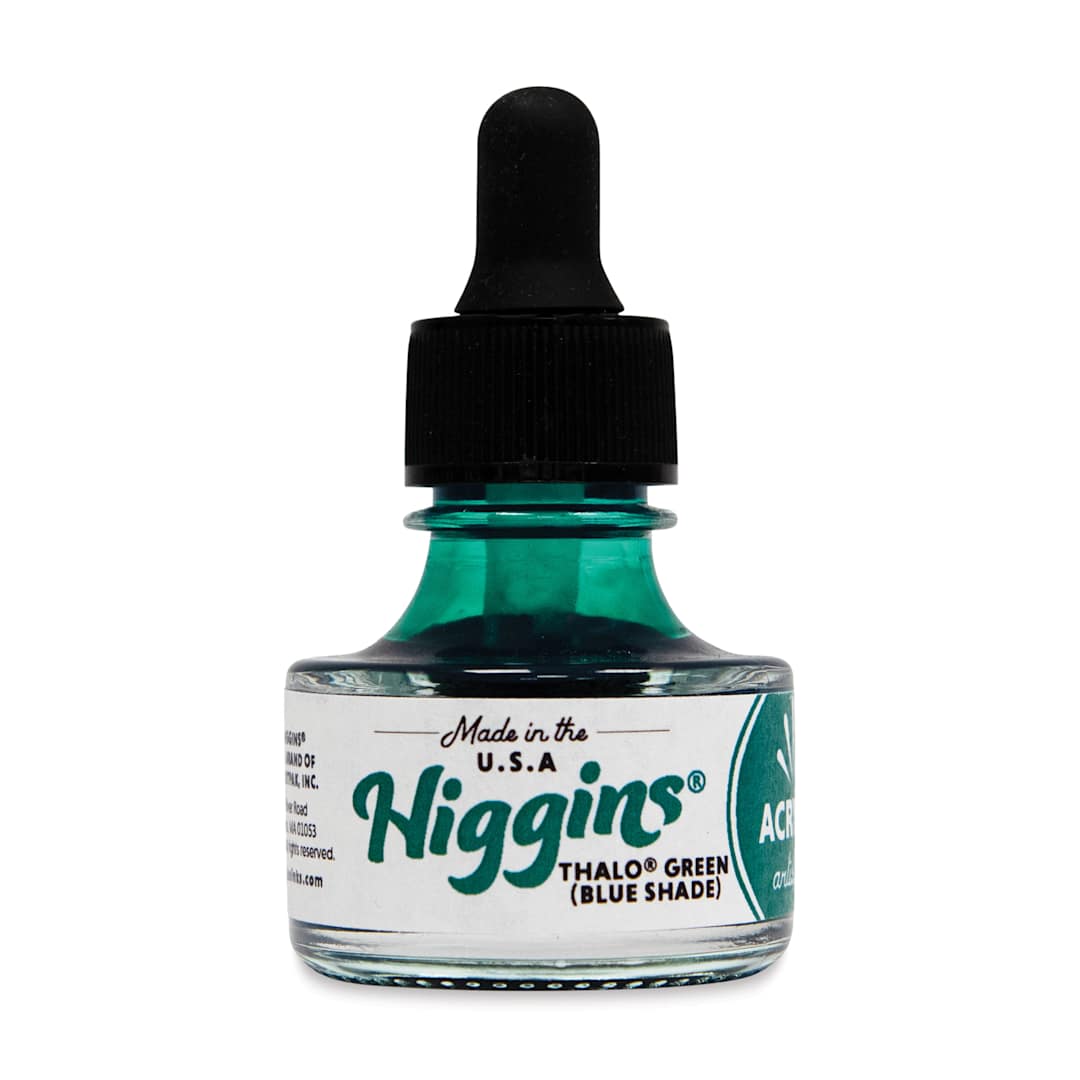 Open in modal - Higgins Acrylic Ink - Thalo Green (Blue Shade), 1 oz