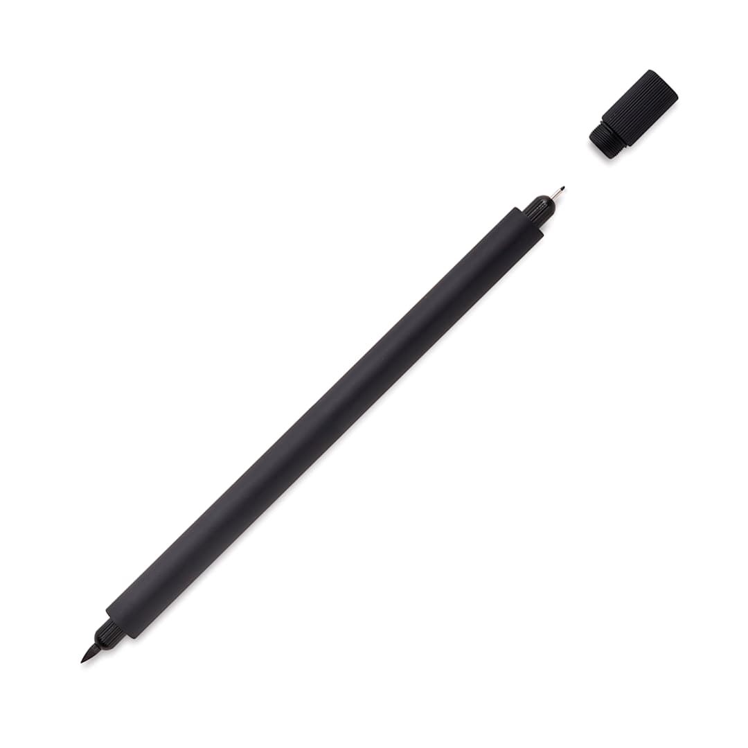 Open in modal - Tom's Studio Lumos Pro Refillable Dual Tip Pen Set - Matte Black, pen with cap removed