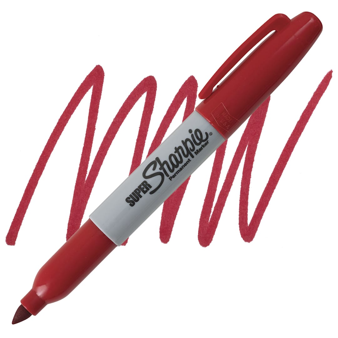 Open in modal - Sharpie Super Sharpie Marker - Red marker and swatch