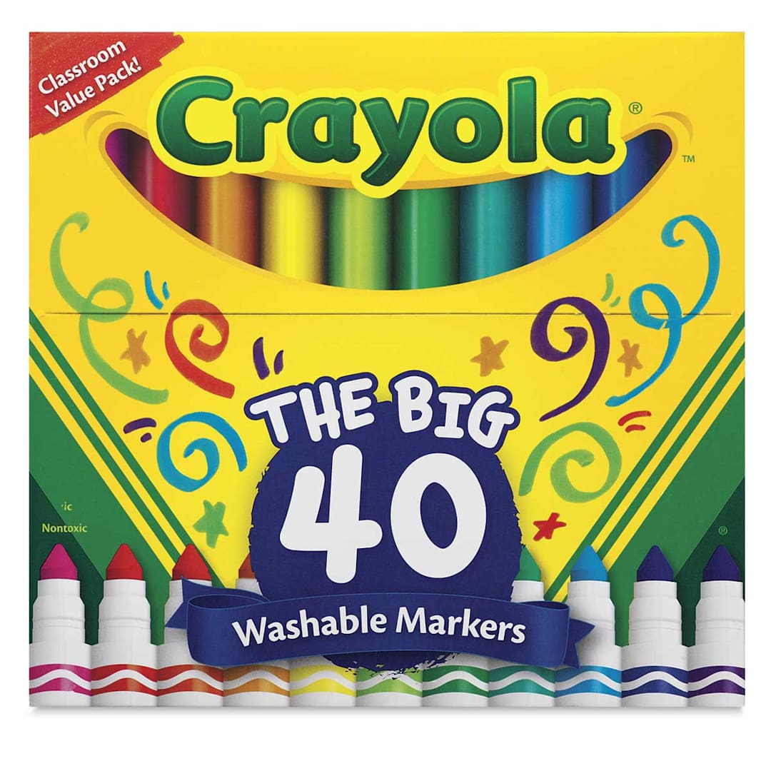 Open in modal - Crayola Ultra-Clean Washable Marker Set - Broad Tip, Set of 40 (front of package)