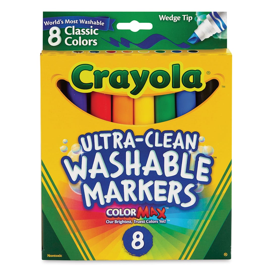 Open in modal - Crayola Ultra-Clean Washable Marker Set - Classic Colors, Wedge Tip, Set of 8