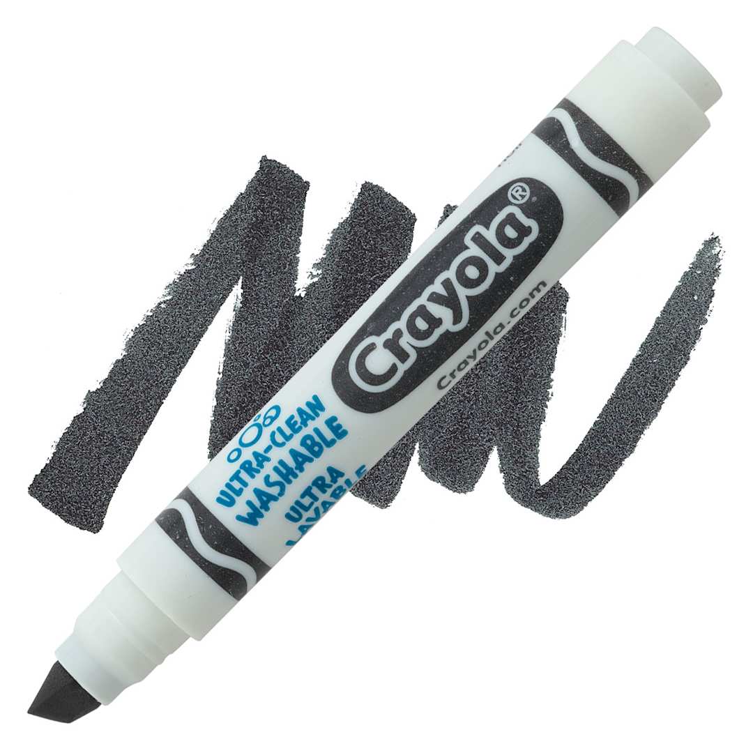 Open in modal - Crayola Ultra-Clean Washable Marker - Black, Broad Tip marker and swatch