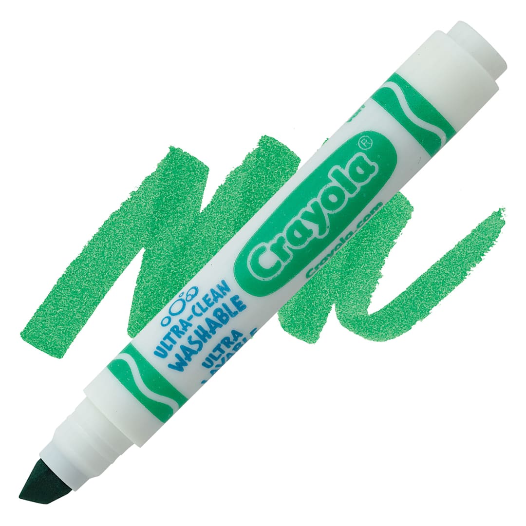 Open in modal - Crayola Ultra-Clean Washable Marker - Green, Broad Tip marker and swatch