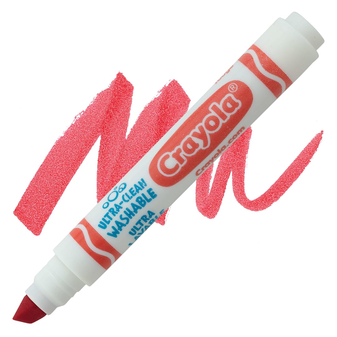Open in modal - Crayola Ultra-Clean Washable Marker - Red, Broad Tip marker and swatch