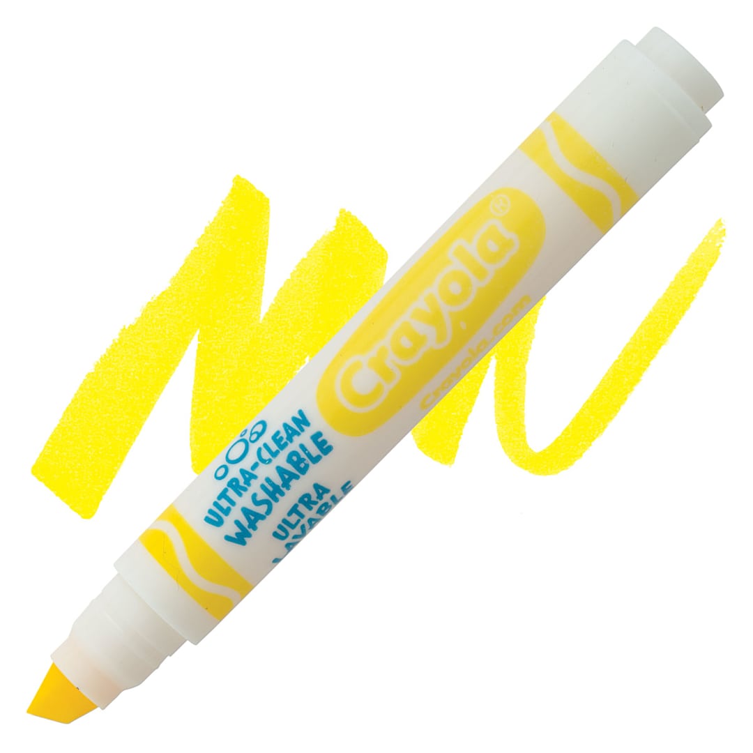 Open in modal - Crayola Ultra-Clean Washable Marker - Yellow, Broad Tip marker and swatch