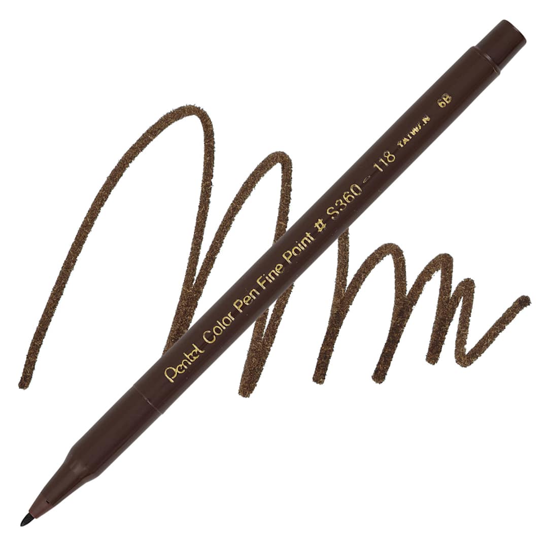 Open in modal - Pentel Color Pen - Dark Brown pen and swatch