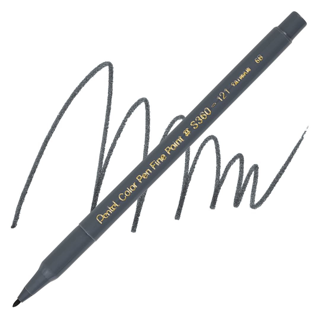 Open in modal - Pentel Color Pen - Dark Gray pen and swatch