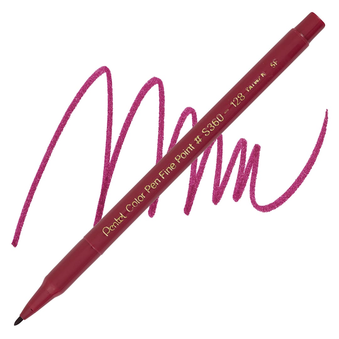 Open in modal - Pentel Color Pen - Dark Red pen and swatch