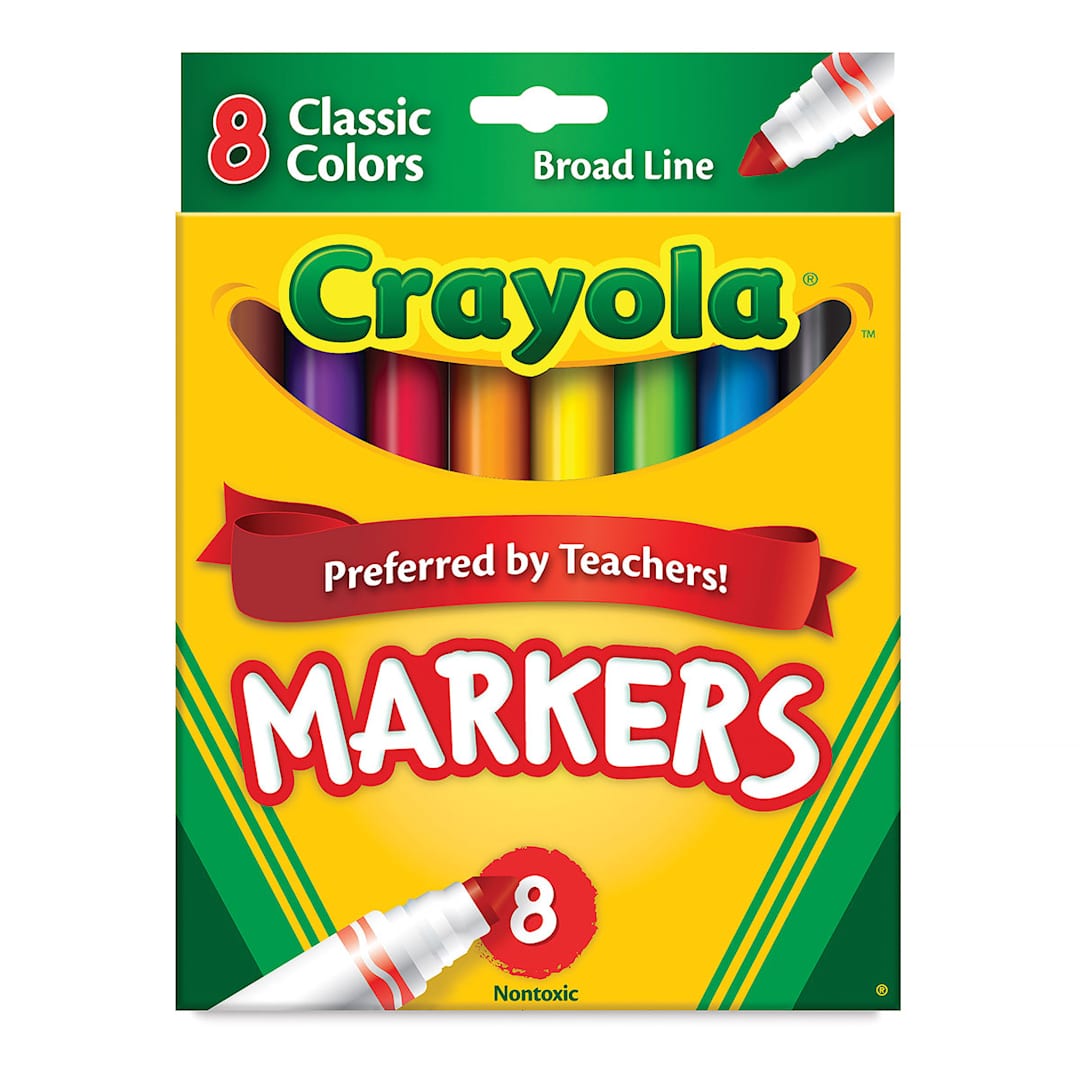 Open in modal - Crayola Broad Line Markers - Classic Colors, Set of 8, front of the packaging