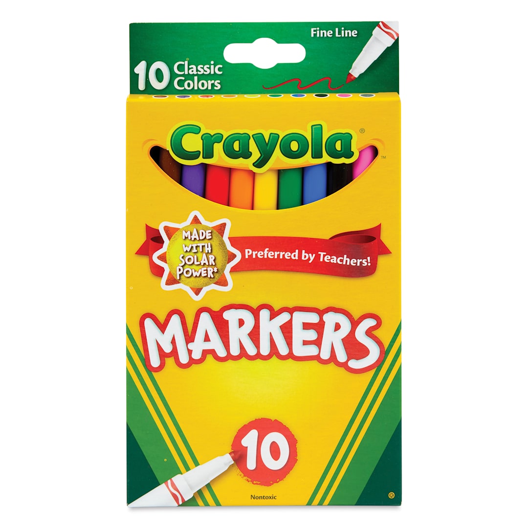 Open in modal - Crayola Fine Line Markers - Classic Colors, Set of 10, front of packaging