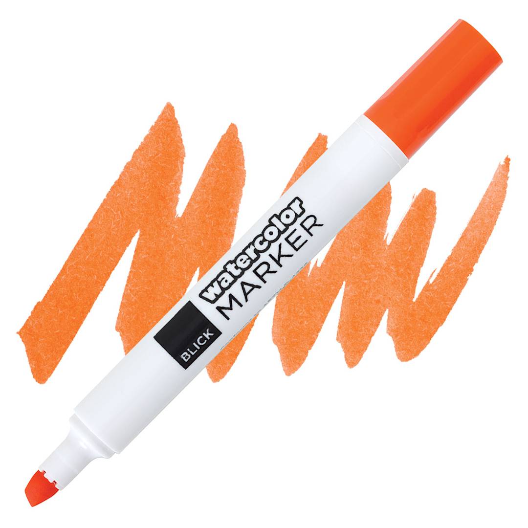 Open in modal - Blick Broadline Water-Based Marker - Orange marker and swatch