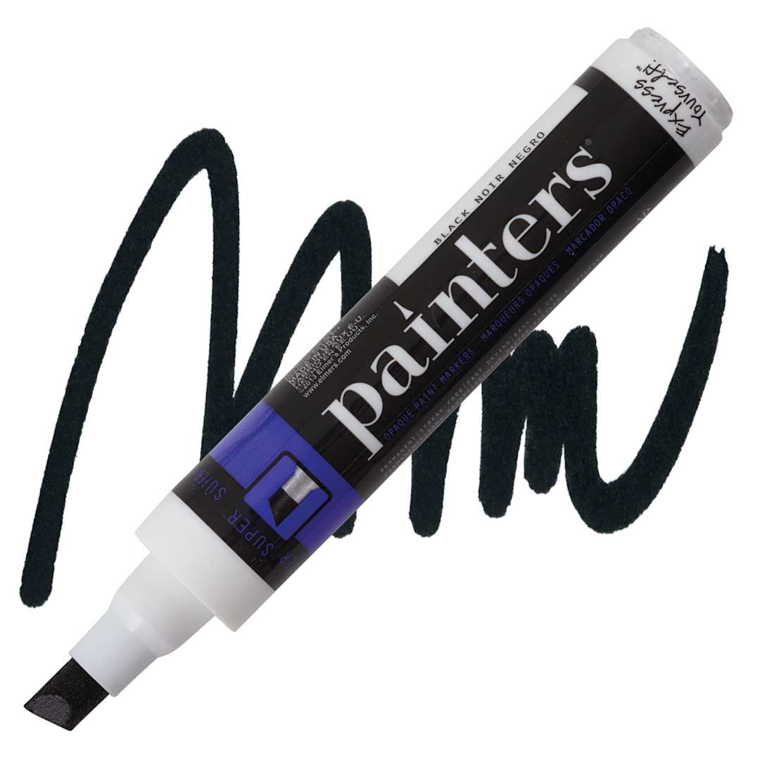 Open in modal - Elmer's Painters Paint Marker - Black, Super Point marker and swatch