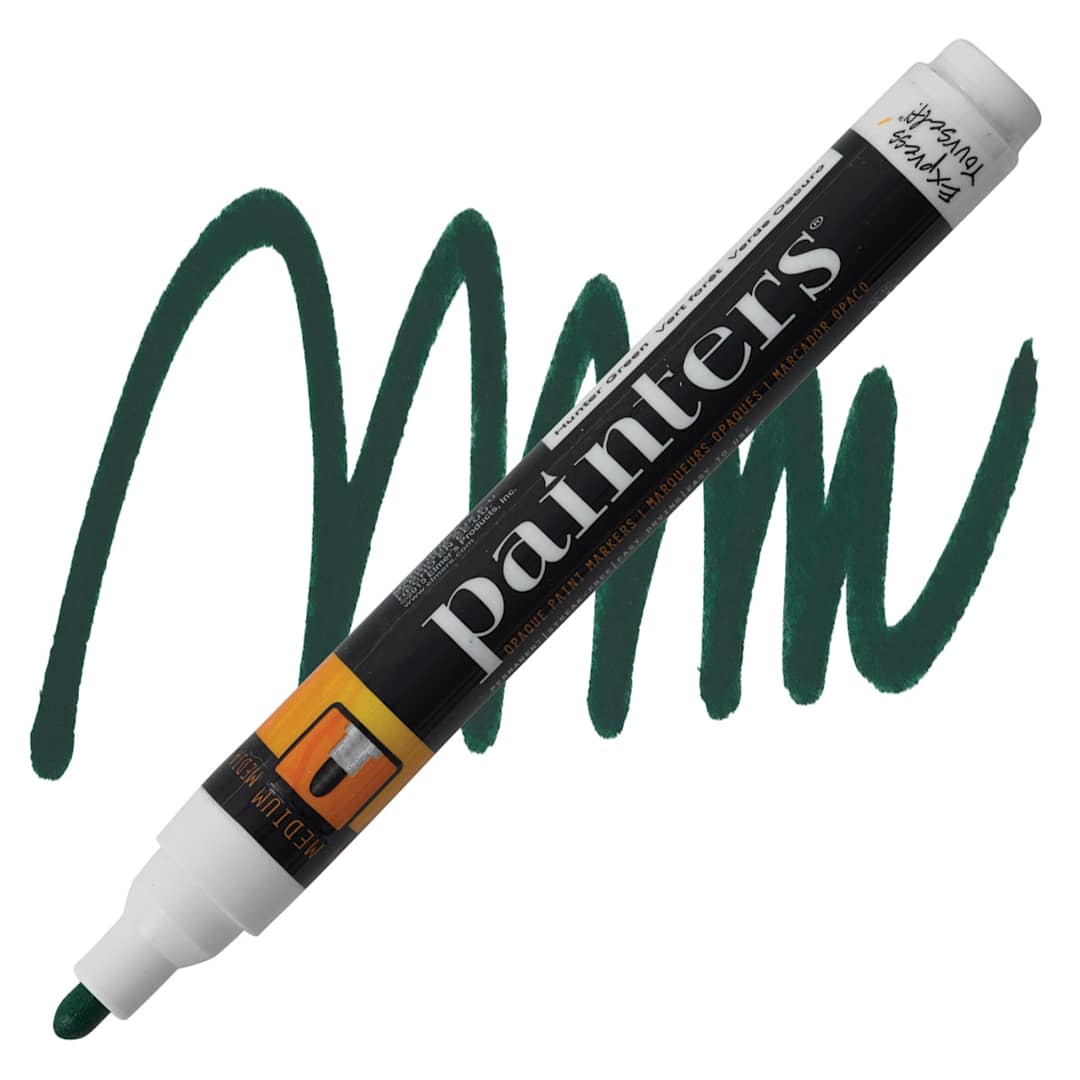 Open in modal - Elmer's Painters Paint Marker - Hunter Green, Medium Point marker and swatch