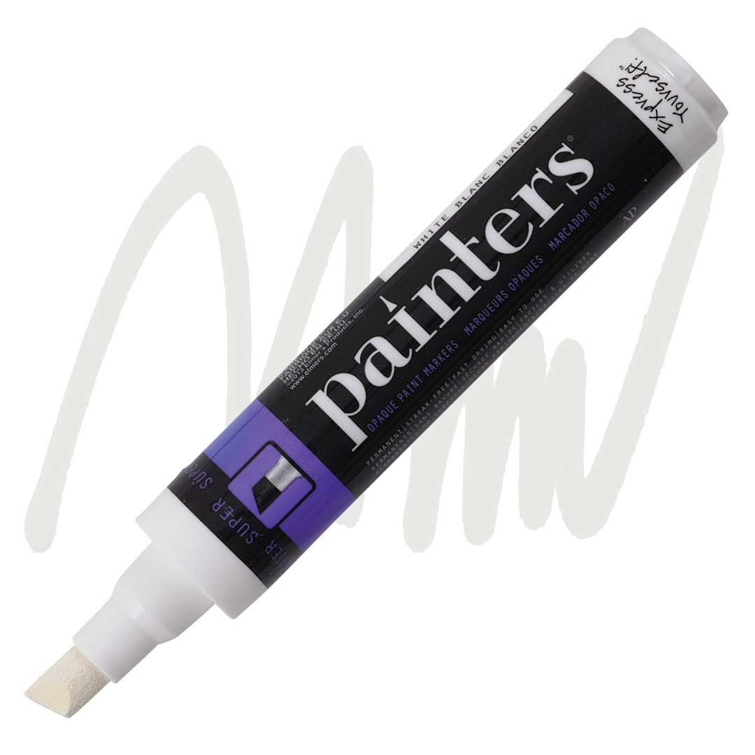 Open in modal - Elmer's Painters Paint Marker - White, Super Point marker and swatch