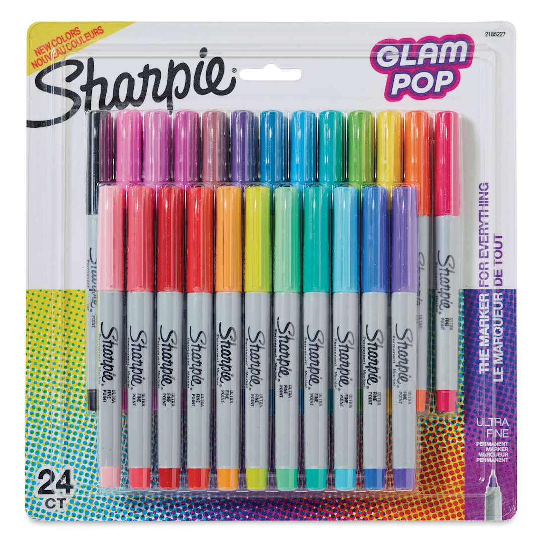 Open in modal - Sharpie Ultra-Fine Point Markers - Glam Pop Colors, Set of 24, front of the packaging