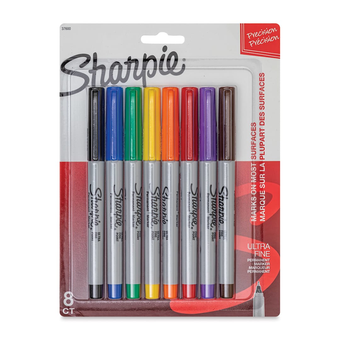 Open in modal - Sharpie Ultra-Fine Point Marker - Assorted Colors, Set of 8, front of the packaging