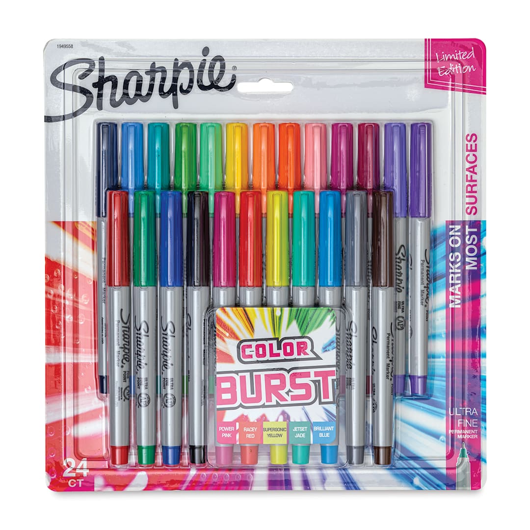 Open in modal - Sharpie Ultra-Fine Point Marker - Color Burst Colors, Set of 24, front of the packaging