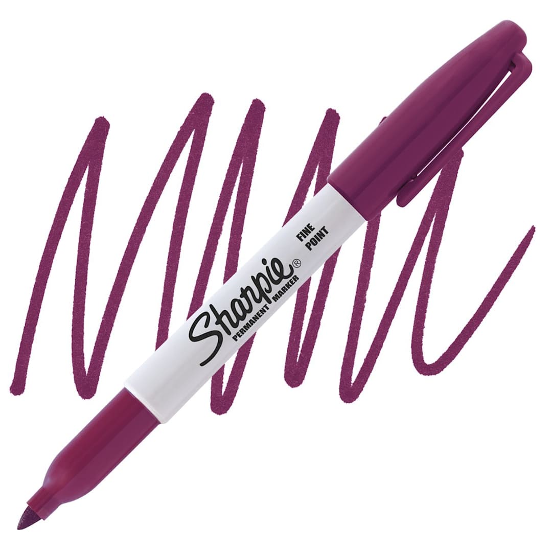 Open in modal - Sharpie Fine Point Permanent Marker - Rocket Fuel Red marker and swatch