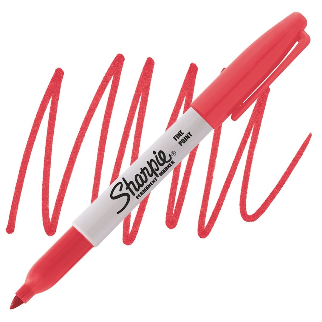 Open in modal - Sharpie Fine Point Permanent Marker - Solar Flare Red marker and swatch