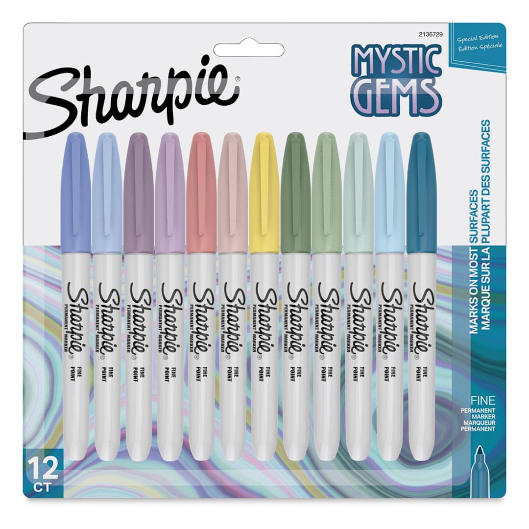 Open in modal - Sharpie Fine Point Permanent Markers - Mystic Gem Colors, Set of 12