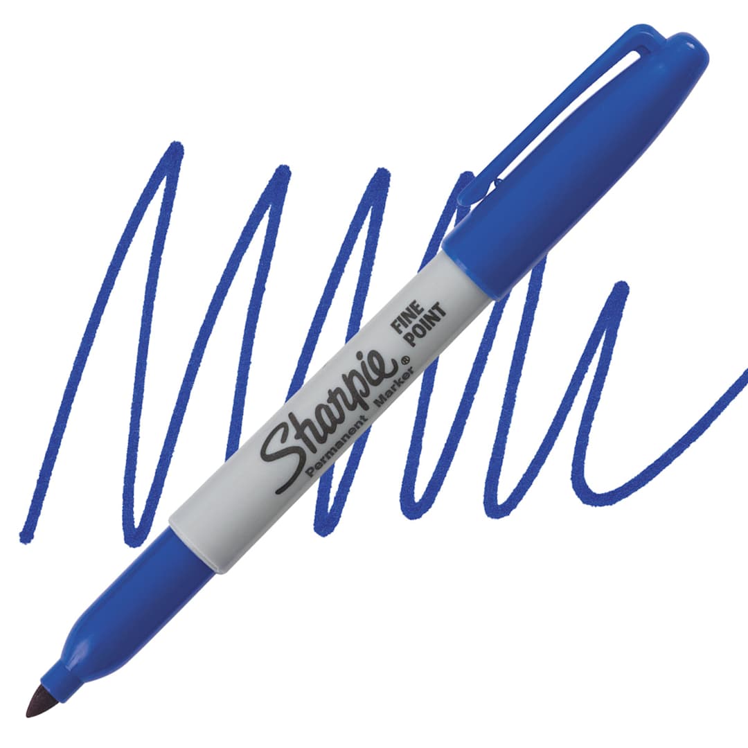 Open in modal - Sharpie Fine Point Permanent Marker - Blue marker and swatch