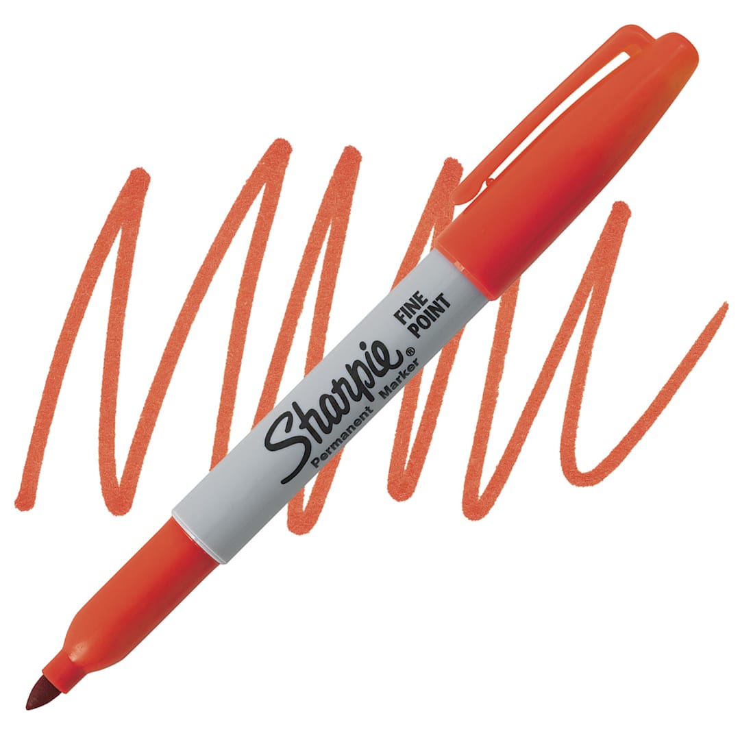 Open in modal - Sharpie Fine Point Permanent Marker - Optic Orange and swatch