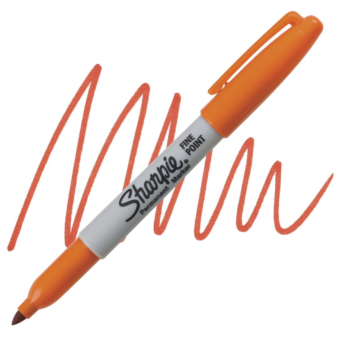 Open in modal - Sharpie Fine Point Permanent Marker - Orange marker and swatch