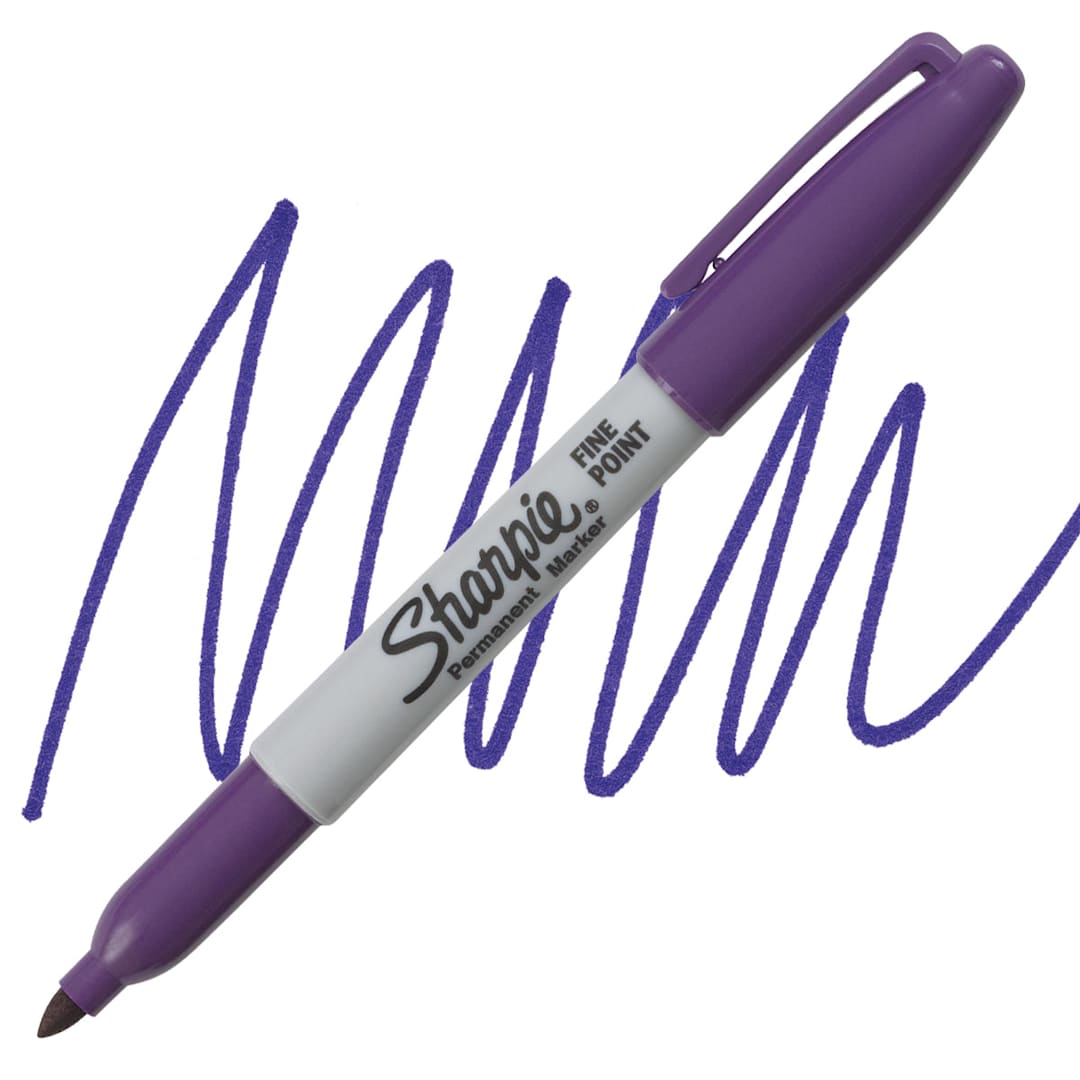Open in modal - Sharpie Fine Point Permanent Marker - Purple marker and swatch