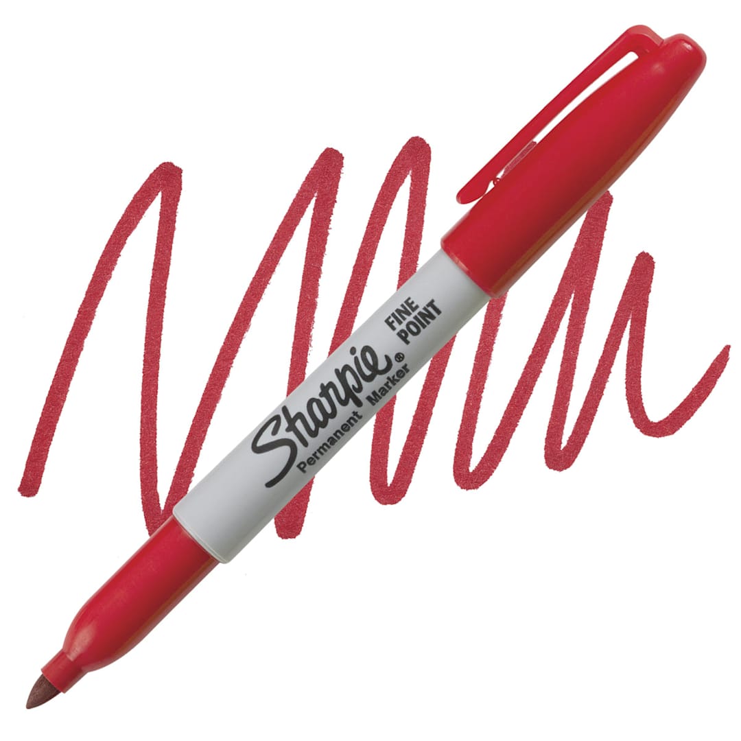 Open in modal - Sharpie Fine Point Permanent Marker - Red marker and swatch