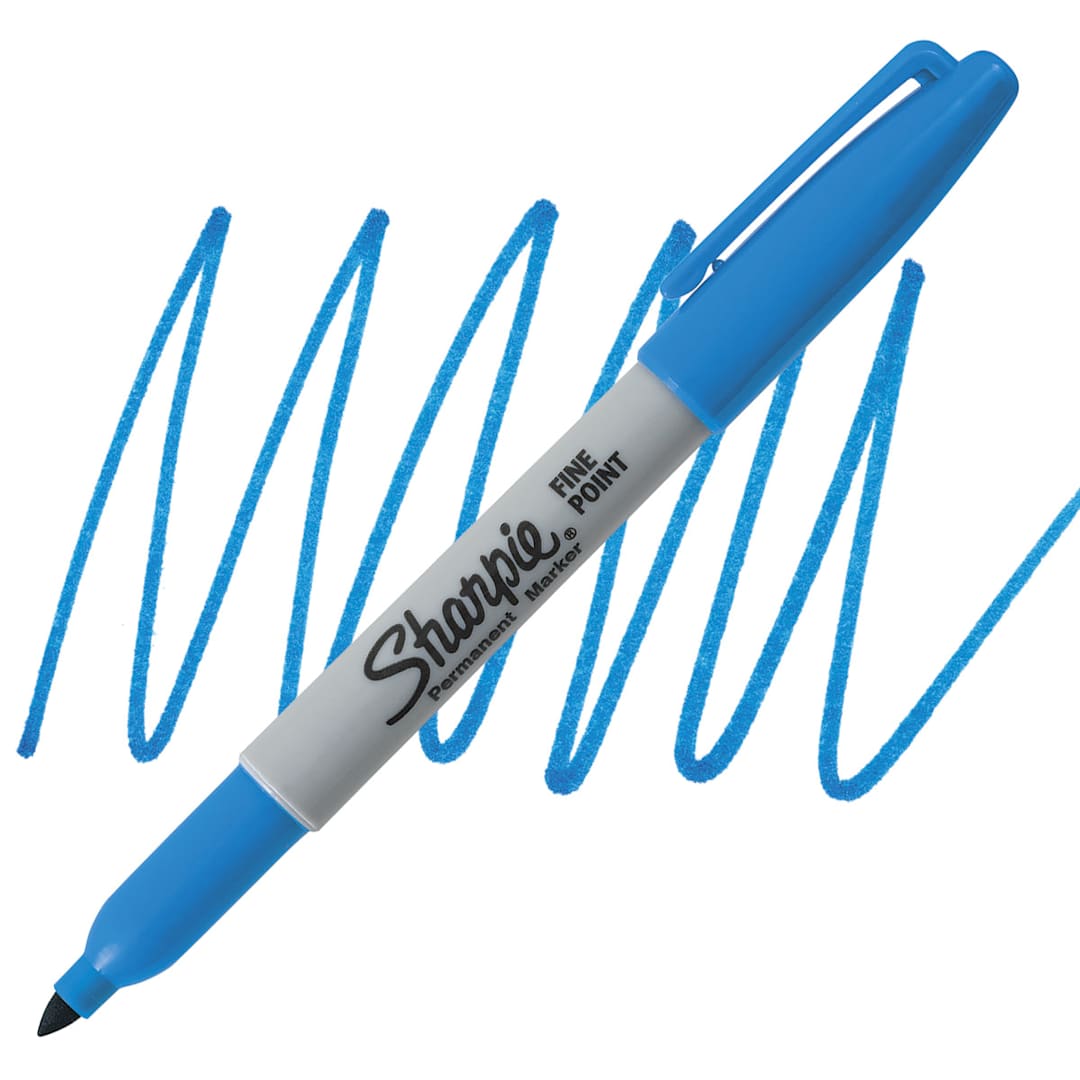 Open in modal - Sharpie Fine Point Permanent Marker - Turquoise marker and swatch