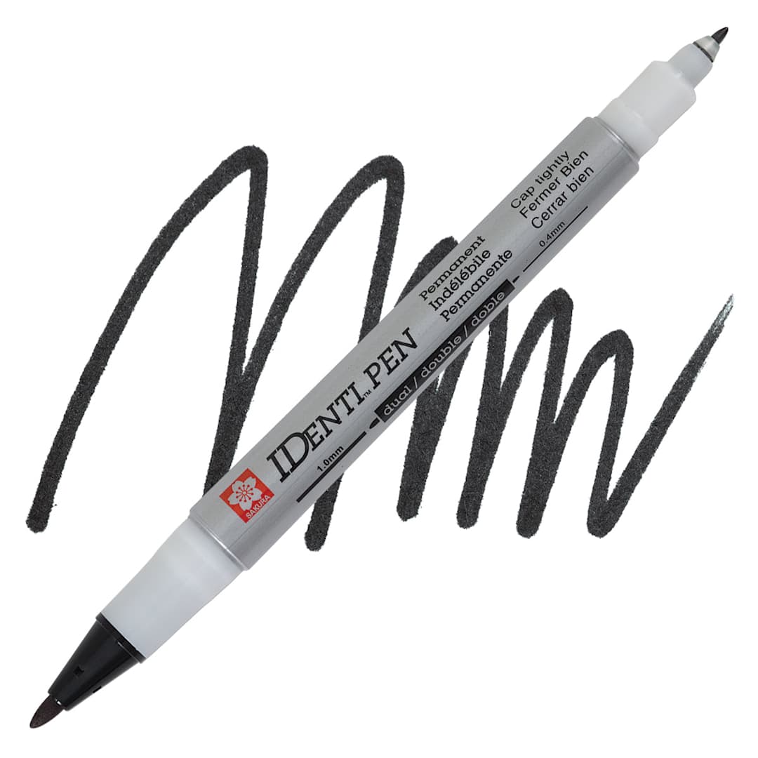 Open in modal - Sakura Identi-Pen Dual-Point Marking Pen - Black pen and swatch