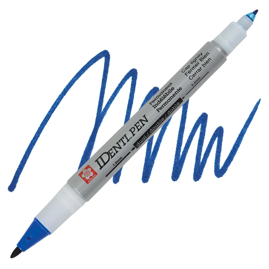Open in modal - Sakura Identi-Pen Dual-Point Marking Pen - Blue pen and swatch