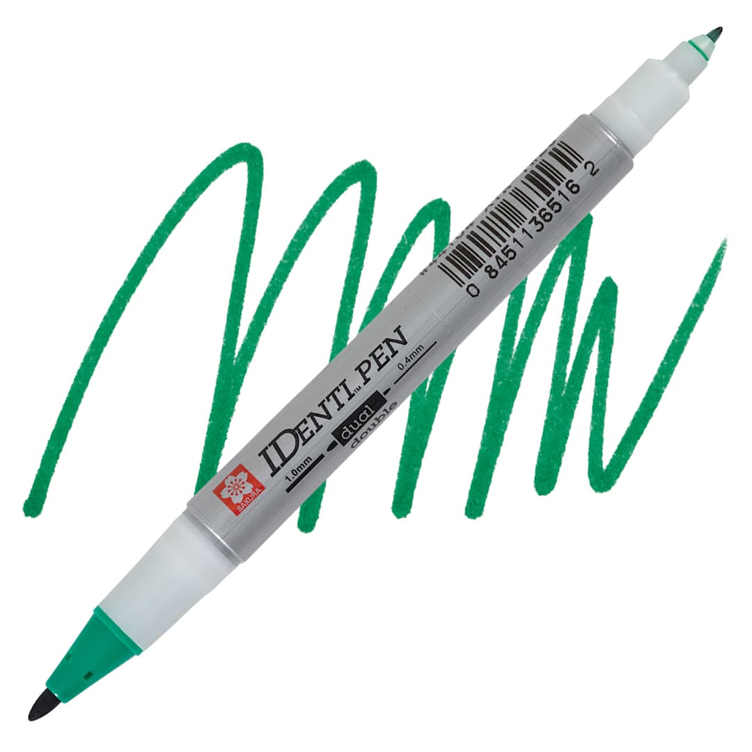 Open in modal - Sakura Identi-Pen Dual-Point Marking Pen - Green pen and swatch