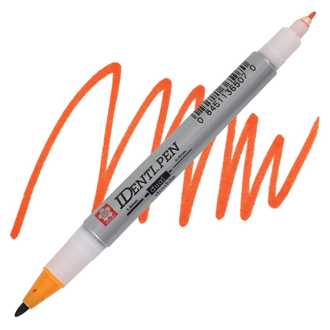 Open in modal - Sakura Identi-Pen Dual-Point Marking Pen - Orange pen and swatch
