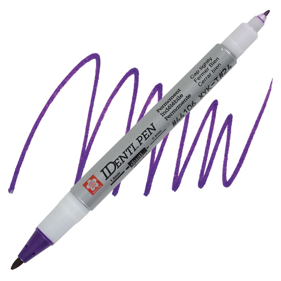 Open in modal - Sakura Identi-Pen Dual-Point Marking Pen - Purple pen and swatch