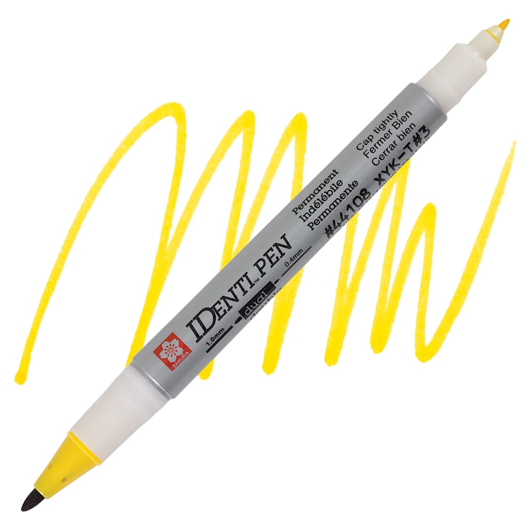 Open in modal - Sakura Identi-Pen Dual-Point Marking Pen - Yellow pen and swatch