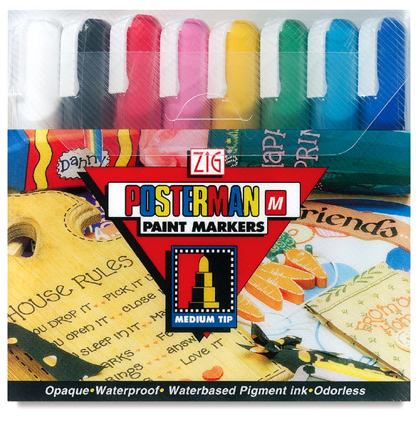 Open in modal - Kuretake Zig Posterman Paint Markers and Sets - Front of Set of 8 Medium Tip Markers
