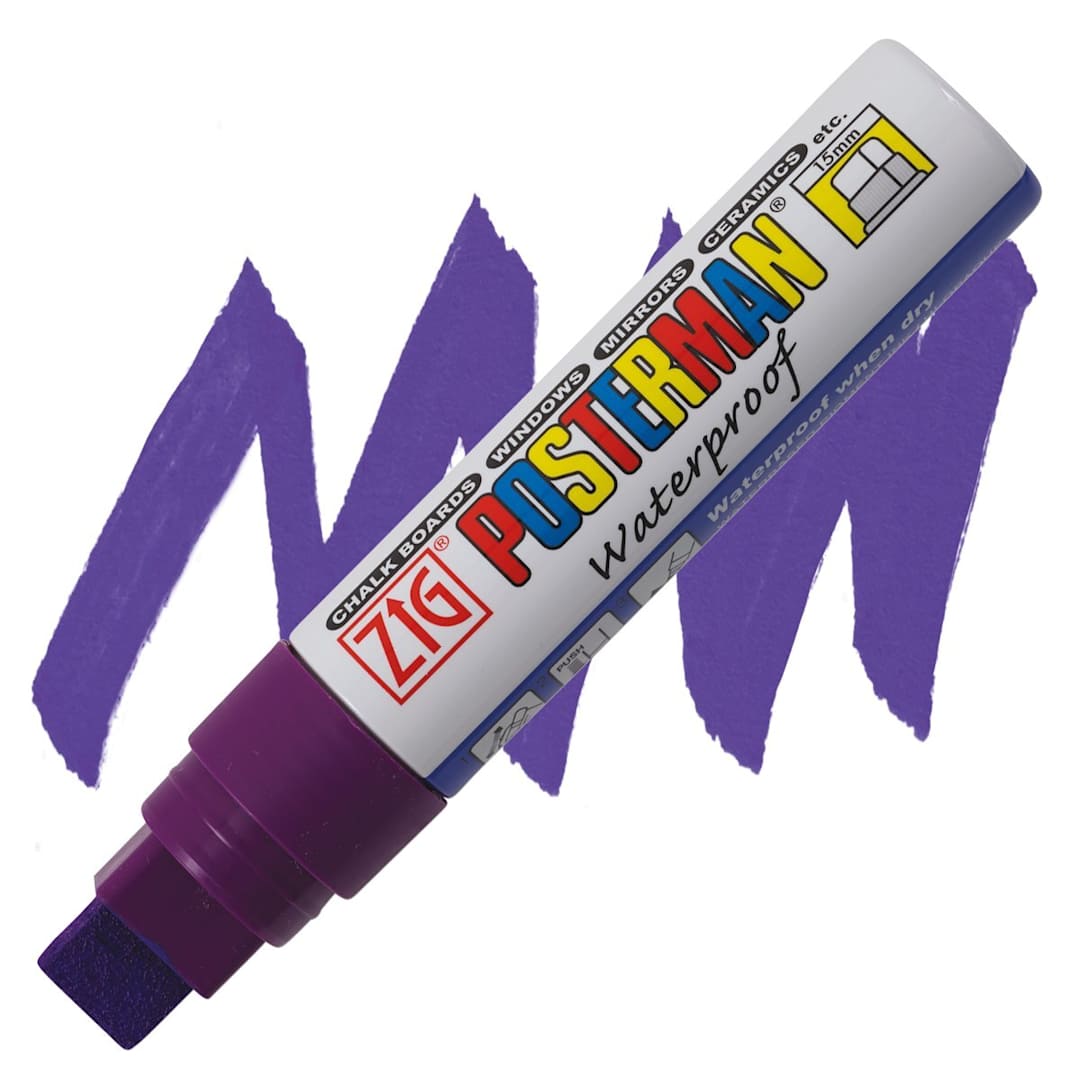 Open in modal - Zig Posterman Paint Marker - 15 mm, Violet, Big & Broad marker and swatch