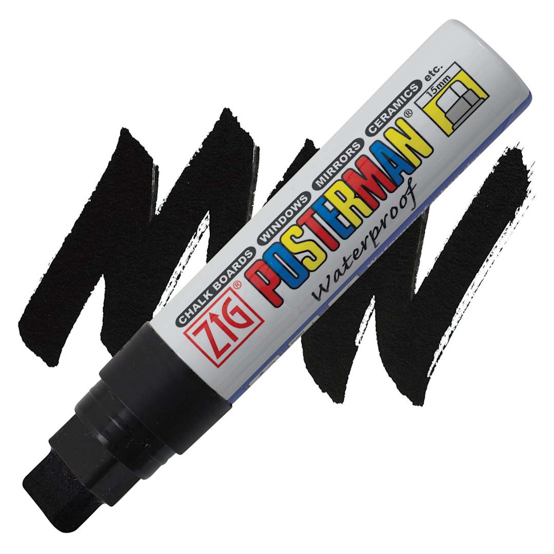 Open in modal - Zig Posterman Paint Marker - 15 mm, Black, Big and Broad marker and swatch