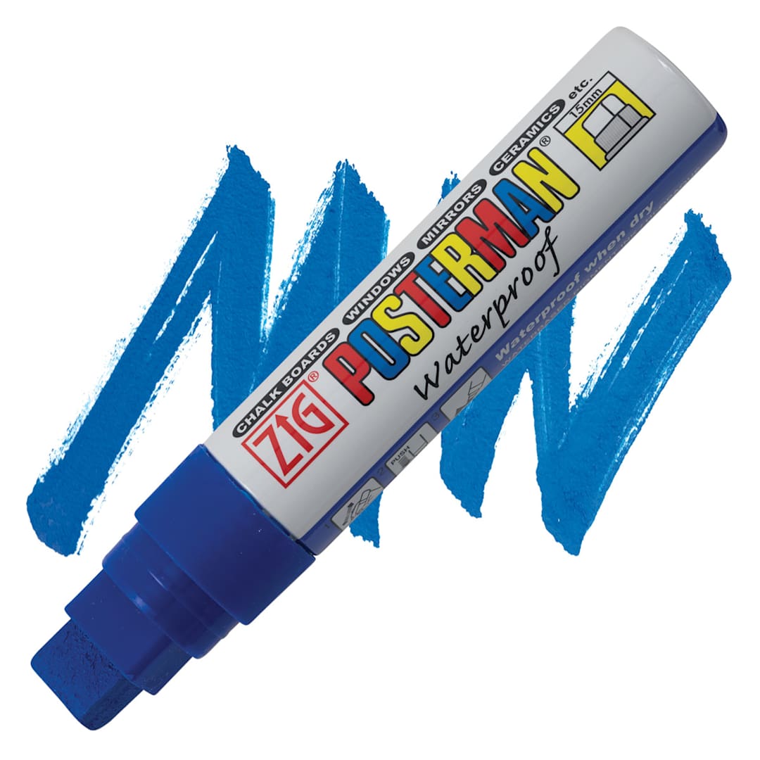 Open in modal - Zig Posterman Paint Marker - 15 mm, Blue, Big & Broad marker and swatch