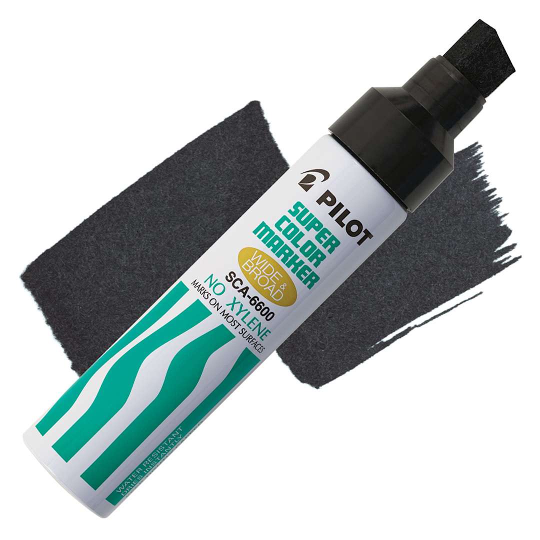 Open in modal - Pilot Super Color Refillable Marker - Black, Jumbo marker and swatch