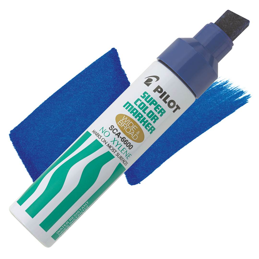Open in modal - Pilot Super Color Refillable Marker - Blue, Jumbo Point marker and swatch