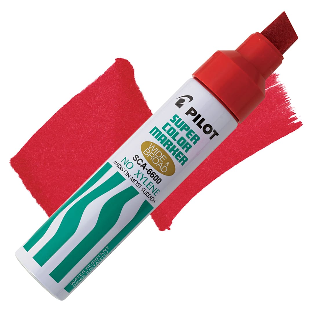 Open in modal - Pilot Super Color Refillable Marker - Red, Jumbo Point marker and swatch