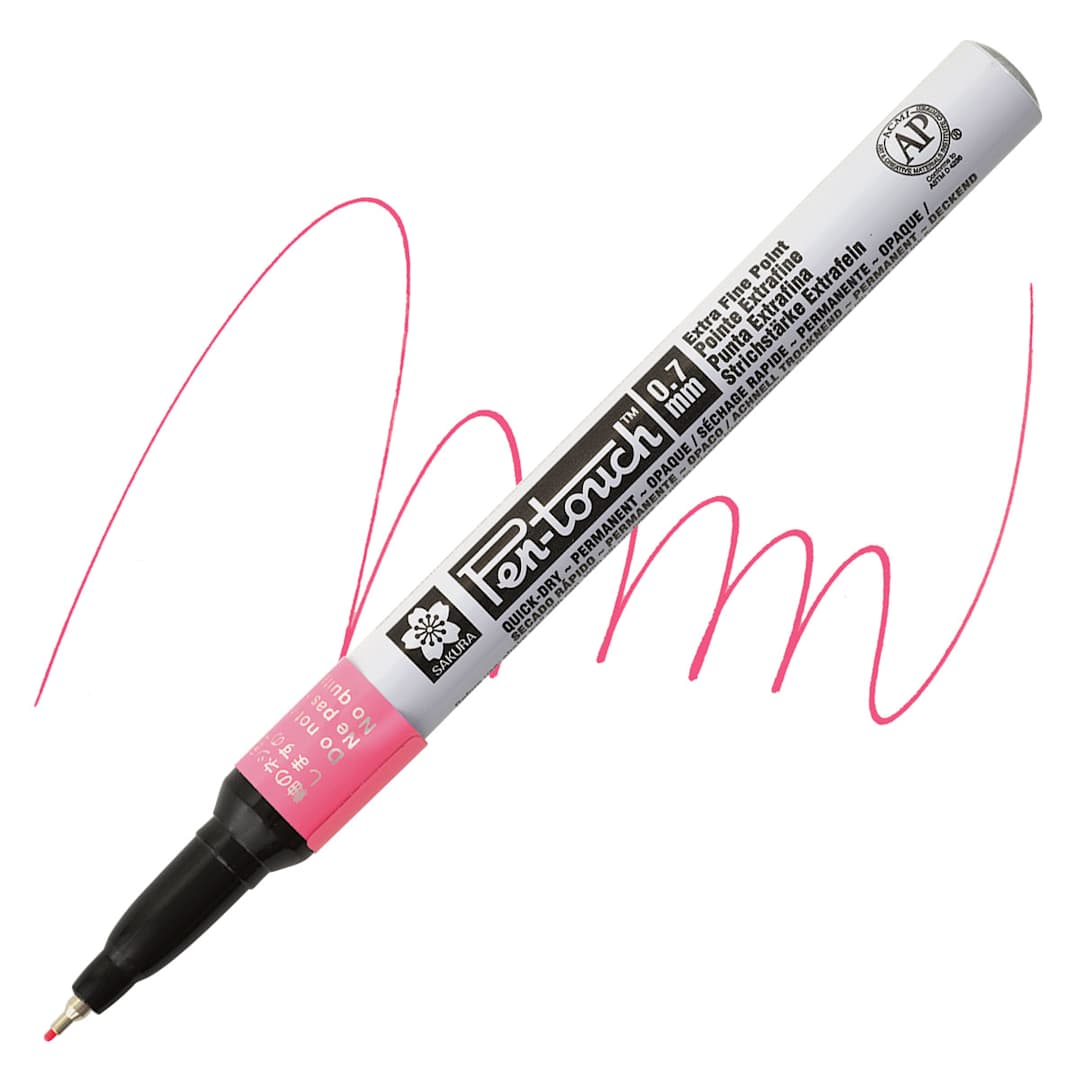 Open in modal - Sakura Pen-Touch Paint Marker - Extra Fine Tip, Fluorescent Pink marker and swatch